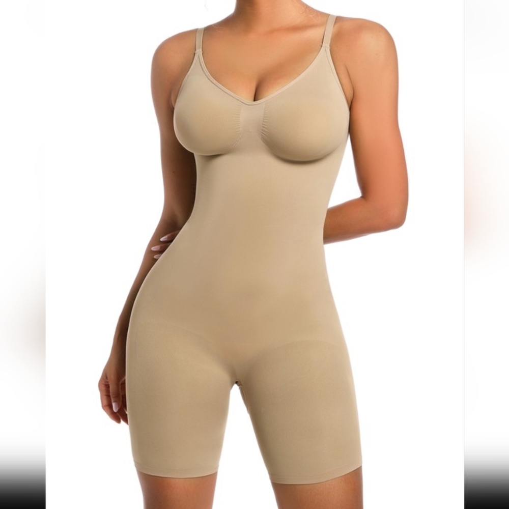 New Fullness Slim Sculpt Mid Thigh Bodysuit Beige